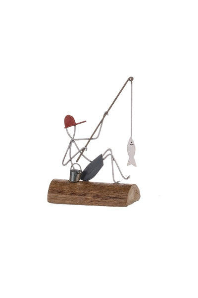 Shoeless Joe Fisherman Fishing Figure