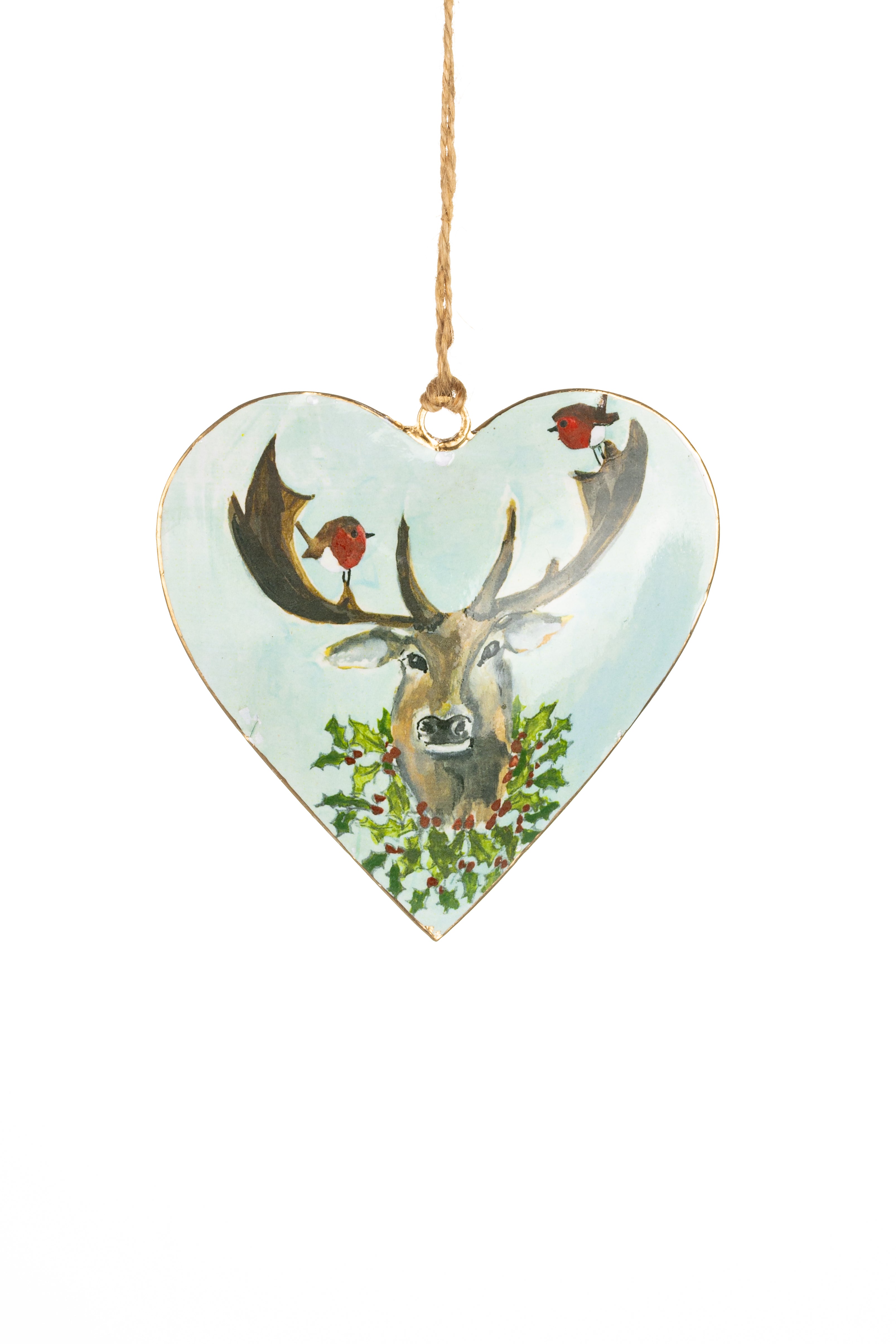 Shoeless joe Christmas Decoration - Metal Heart Tree or Bauble Hanger - Choice Of Designs