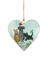 Shoeless joe Christmas Decoration - Metal Heart Tree or Bauble Hanger - Choice Of Designs