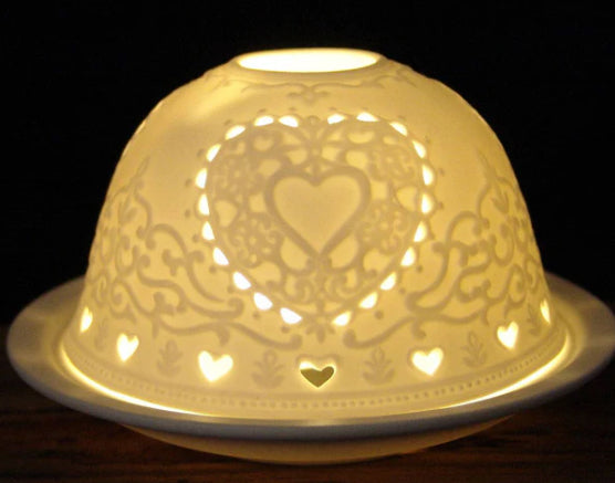 Decorative Tea light holder - heart & scroll