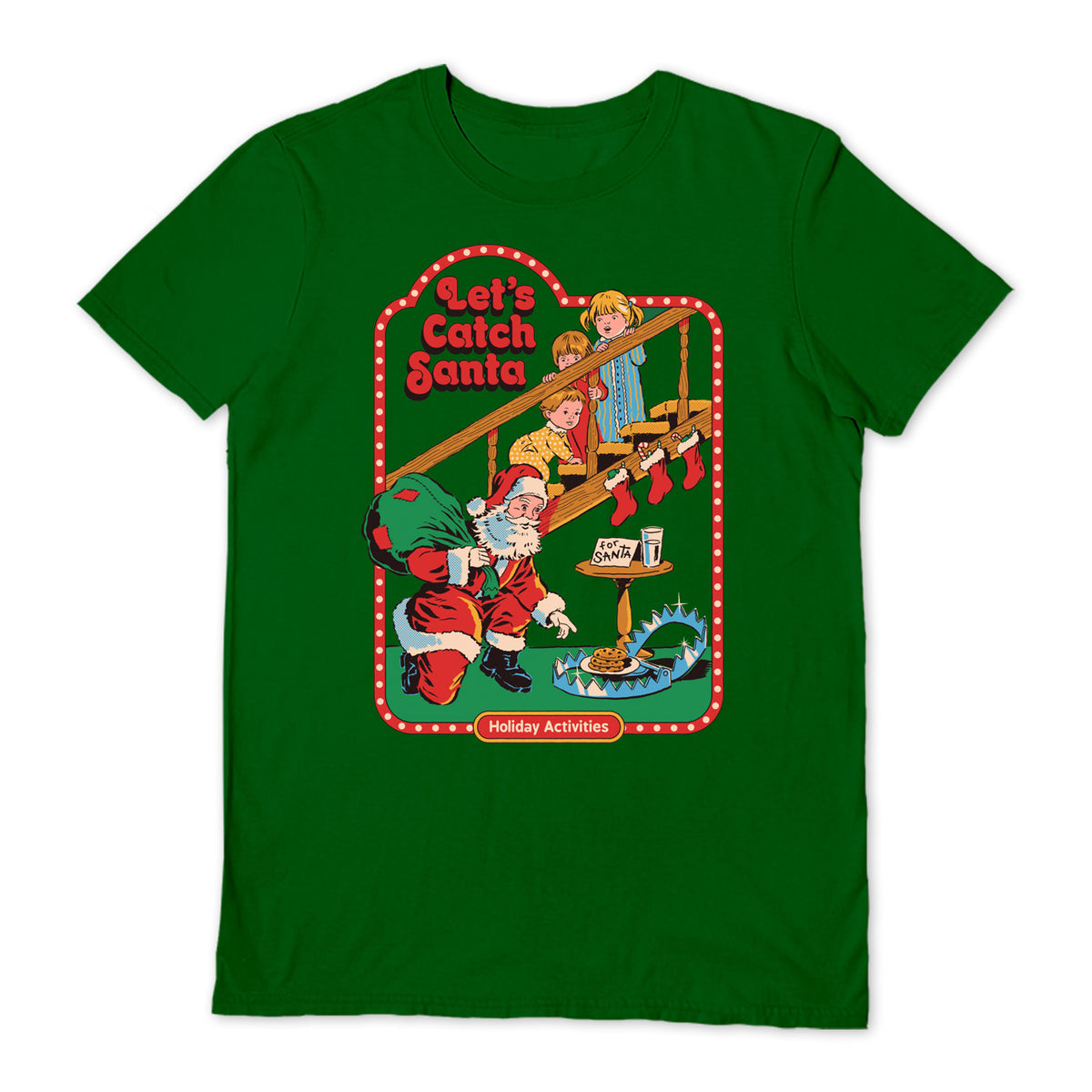 Steven Rhodes Official Cotton T Shirt - Lets Catch Santa Christmas