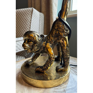 Gold monkey lamp