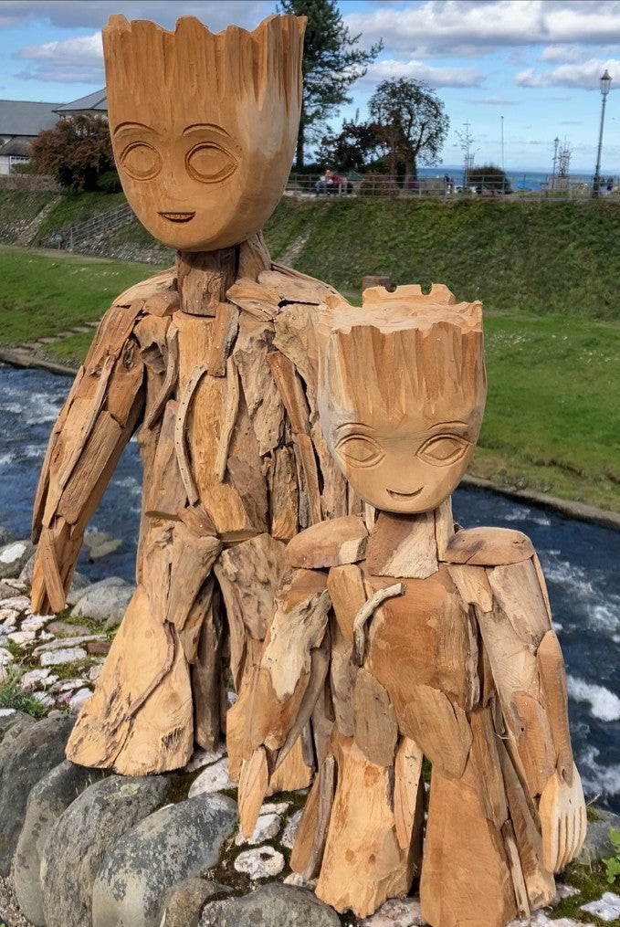 Driftwood and Teak Handmade Heavy Solid Groot Guardians of the galaxy - Choice of size