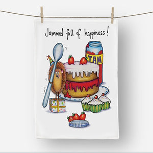 Funny hedgehog cake tea towel