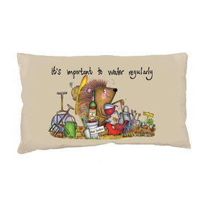 Gardening hedgehog drinking wine funny cushion