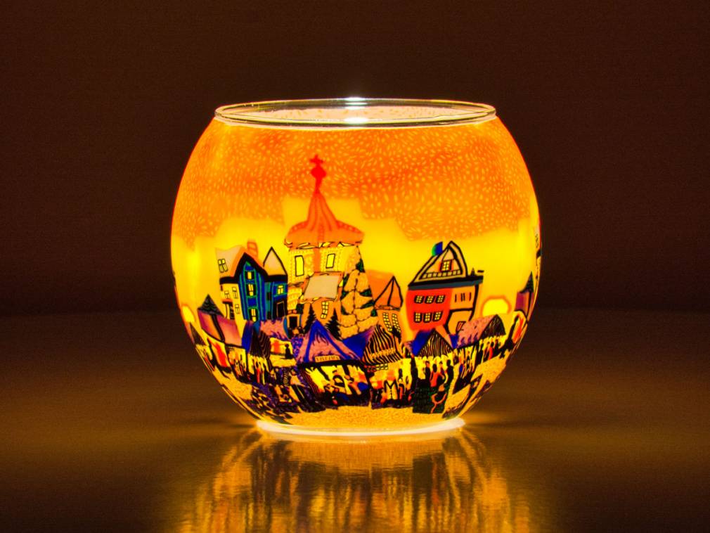 Luminous Glass Authentic German Tea Light Bowls - Choice of designs ...